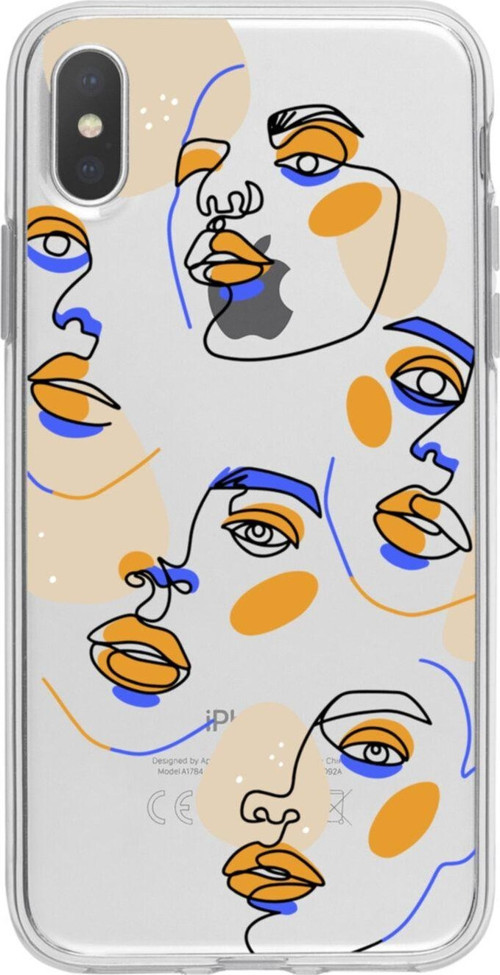 İphone Xs Mx Surreal Face Tasarımlı Şeffaf Telefon Kılıfı