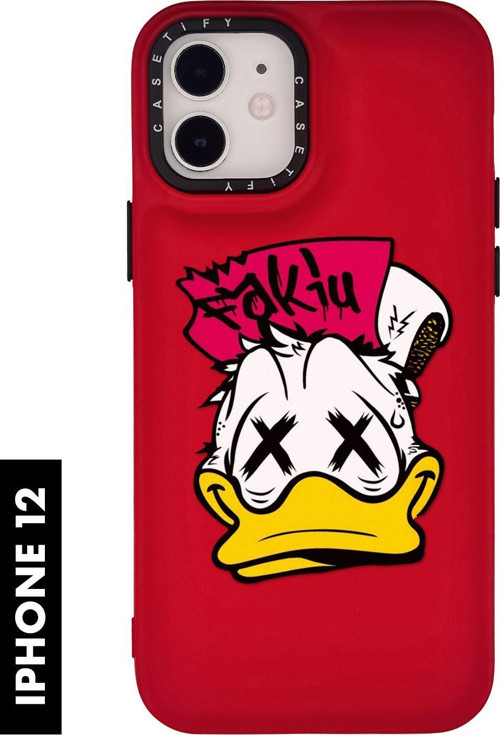 İphone 12 / 12 Pro Uyumlu Punc Duck Desenli Silikonlu Pillow Kılıf