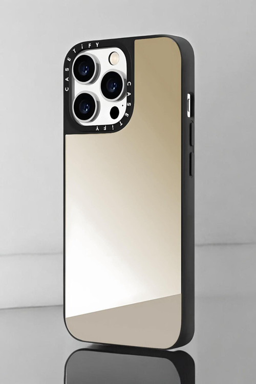 İphone 14 Pro Max Uyumlu Casetify Rose Gold Aynalı Telefon Kılıfı