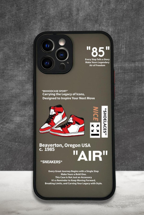 İphone 12 Pro Uyumlu Sneaker Step Desenli Buzlu Şeffaf Telefon Kılıfı
