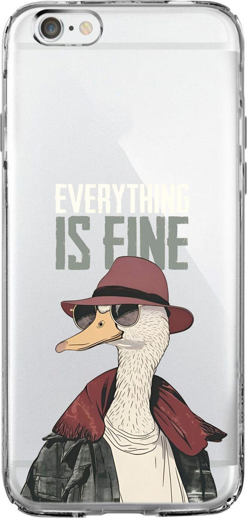 İphone 6 / 6S Uyumlu Everything İs Fine Desenli Şeffaf Silikonlu Telefon Kılıfı