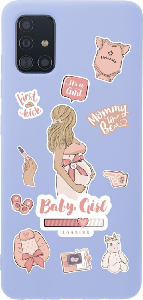 Samsung A51 Baby Girl Premium Silikonlu Lansman Lila Telefon Kılıfı