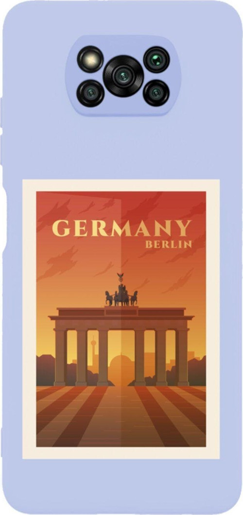 Poco X3 Germany Berlin Premium Silikonlu Lansman Lila Telefon Kılıfı