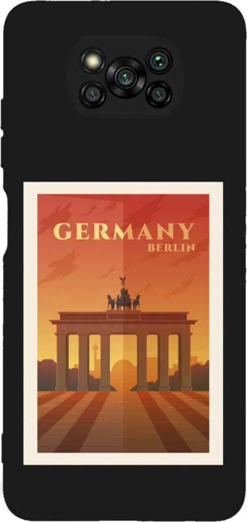 Poco X3 Germany Berlin Premium Silikonlu Lansman Siyah Telefon Kılıfı