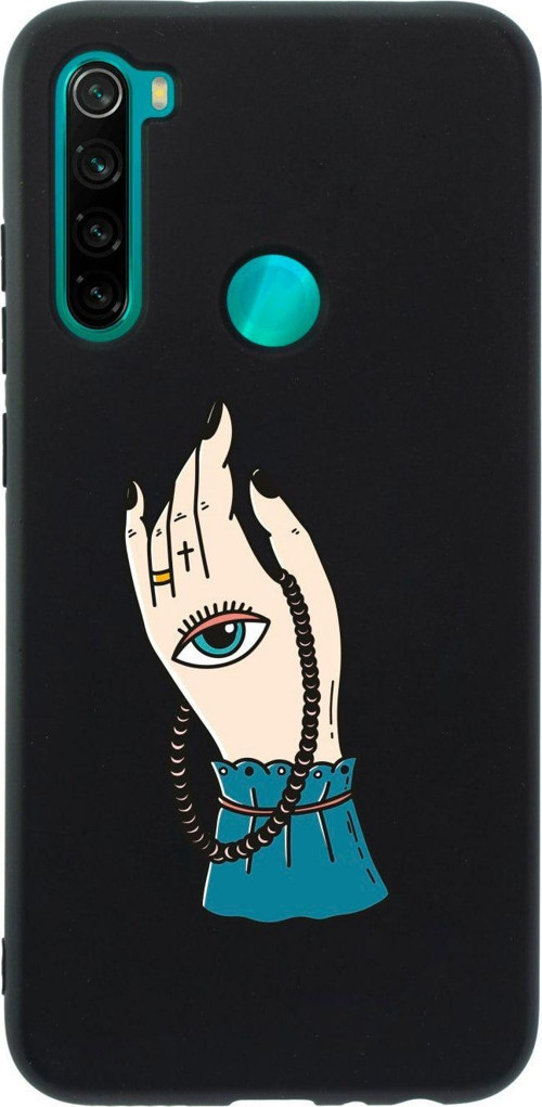 Xiaomi Redmi Note 8 El Ve Göz Desenli Premium Silikonlu Lansman Siyah Telefon Kılıfı