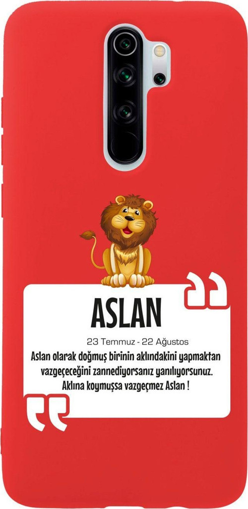 Xiaomi Redmi Note 8 Pro Aslan Burcu Desenli Premium Silikonlu Lansman Kırmızı Telefon Kılıfı