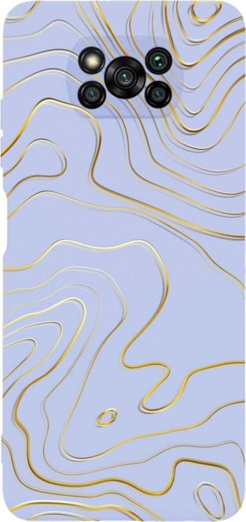 Poco X3 Golden Line Abract Premium Silikonlu Lansman Lila Telefon Kılıfı