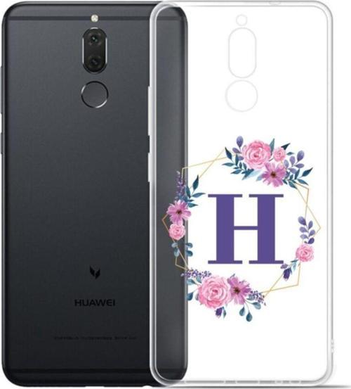 Mor Çiçekli H Harfli Şeffaf P20 Lite Telefon Kılıfı