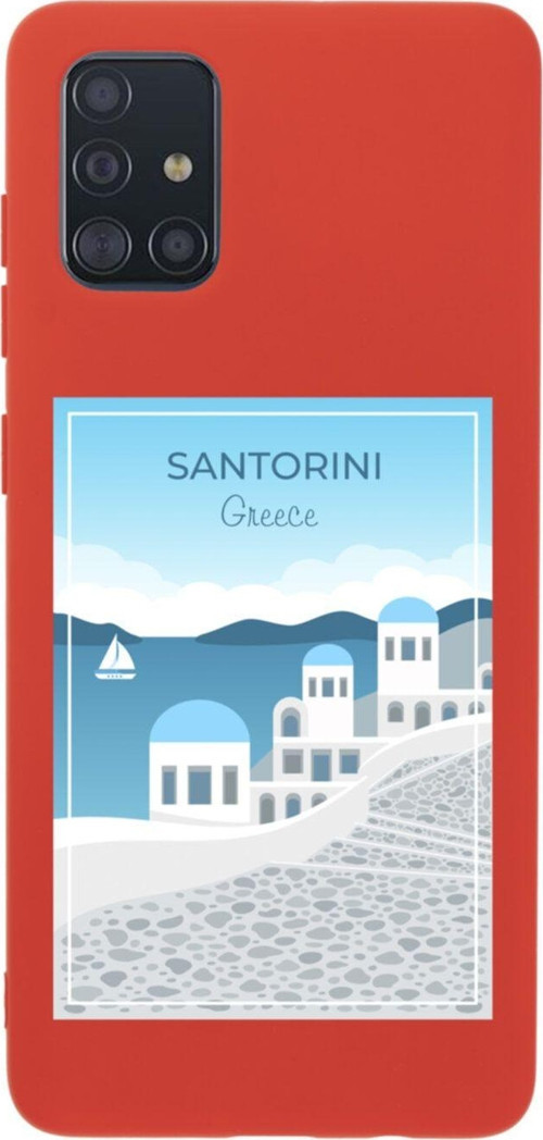 Samsung A51 Santorini Premium Silikonlu Lansman Kırmızı Telefon Kılıfı