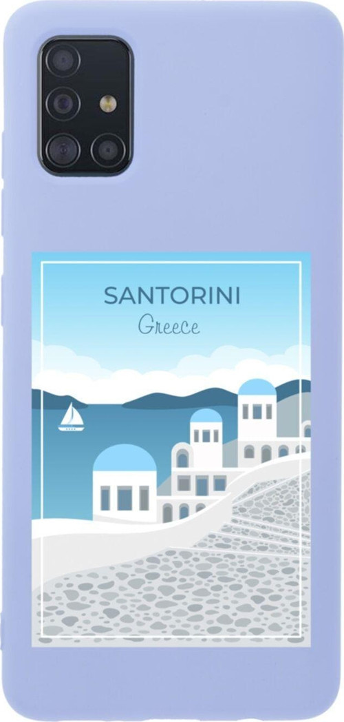 Samsung A51 Santorini Premium Silikonlu Lansman Lila Telefon Kılıfı