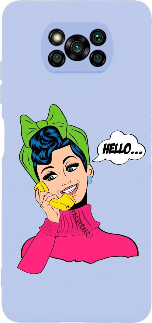 Poco X3 Hello Desenli Premium Silikonlu Lansman Lila Telefon Kılıfı