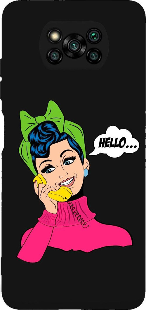 Poco X3 Hello Desenli Premium Silikonlu Lansman Siyah Telefon Kılıfı
