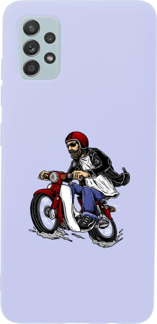 Samsung A52 Motobiker Premium Silikonlu Lansman Lila Telefon Kılıfı