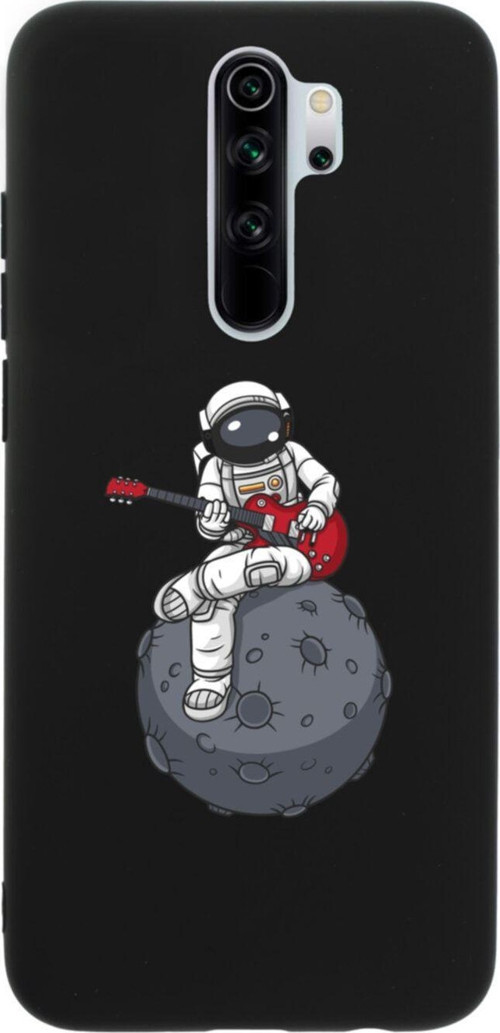 Xiaomi Redmi Note 8 Pro Gitarcı Astronot Premium Silikonlu Lansman Siyah Telefon Kılıfı