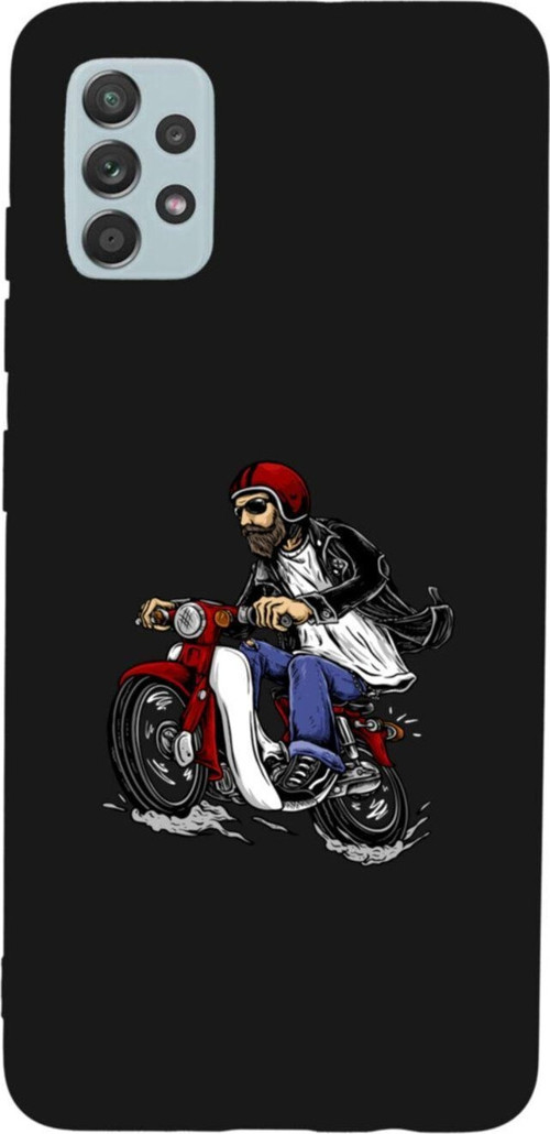 Samsung A52 Motobiker Premium Silikonlu Lansman Siyah Telefon Kılıfı
