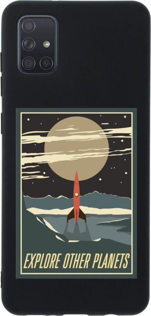 Samsung A71 Explore Other Planets Premium Silikonlu Lansman Siyah Telefon Kılıfı