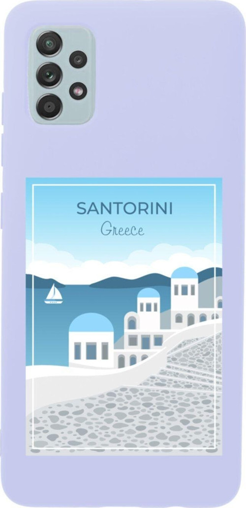 Samsung A52 Santorini Premium Silikonlu Lansman Lila Telefon Kılıfı