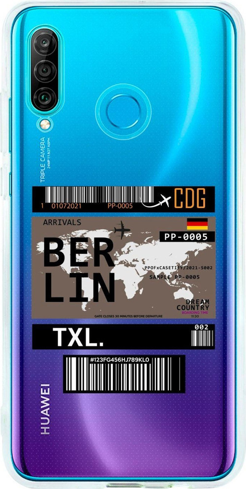 Huawei P30 Lite Uyumlu Berlin Bilet Tasarımlı Premium Şeffaf Silikon Kılıf