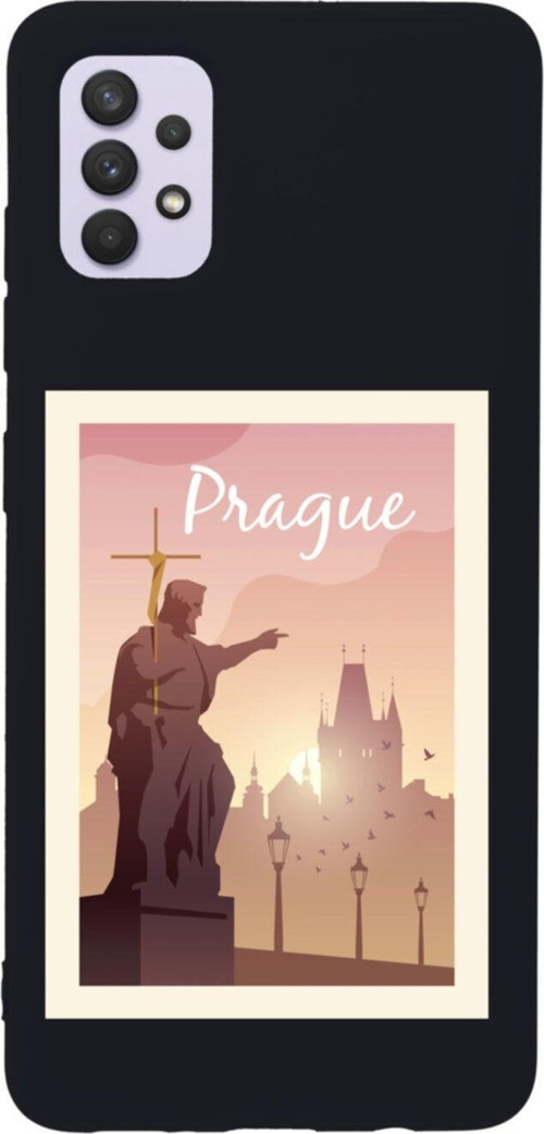 Samsung A32 Prague Premium Silikonlu Lansman Siyah Telefon Kılıfı