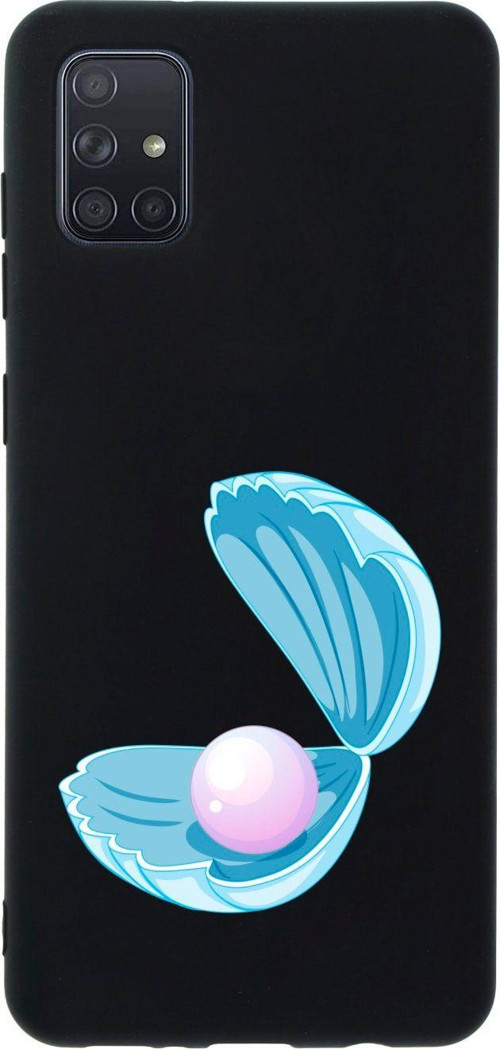 Samsung A71 Incili Deniz Desenli Premium Silikonlu Lansman Siyah Telefon Kılıfı