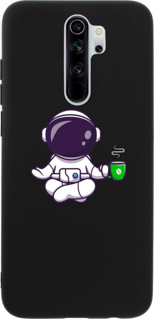 Xiaomi Redmi Note 8 Pro Astronot Mediation Premium Silikonlu Lansman Siyah Telefon Kılıfı