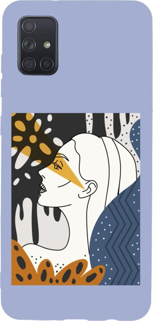 Samsung A71 Face Art Poster Premium Silikonlu Lansman Lila Telefon Kılıfı