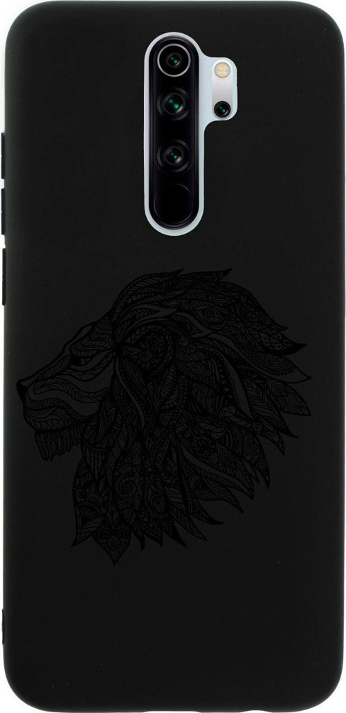 Xiaomi Redmi Note 8 Pro Çizim Aslan Desenli Premium Silikonlu Lansman Siyah Telefon Kılıfı