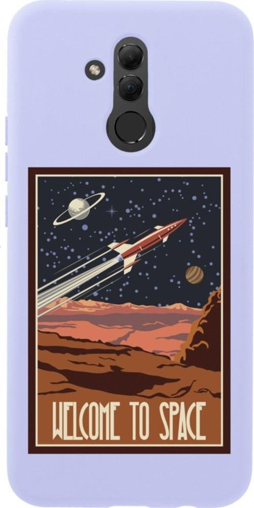 Huawei Mate 20 Lite Welcome To Space Tasarımlı Premium Silikonlu Lansman Lila Telefon Kılıfı