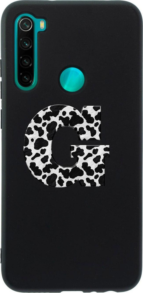 Xiaomi Redmi Note 8 G Harfi Desenli Premium Silikonlu Lansman Siyah Telefon Kılıfı