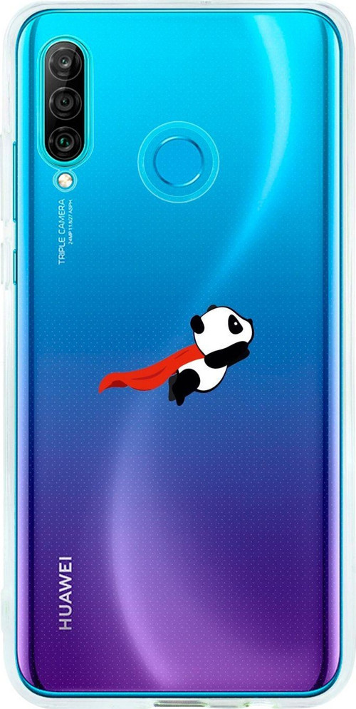 Huawei P30 Lite Uçan Panda Şeffaf Telefon Kılıfı