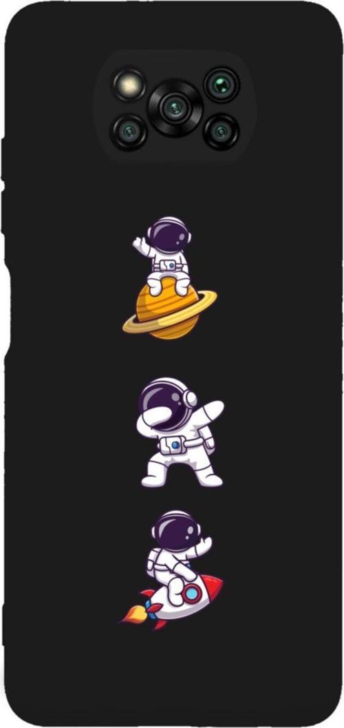 Poco M3 Pro Astronot Çılgın Premium Silikonlu Lansman Siyah Telefon Kılıfı