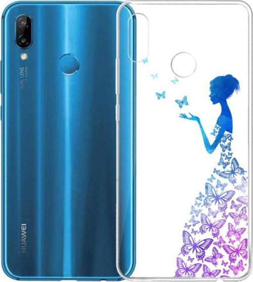 Mor Gelinlik Desenli P20 Lite Şeffaf Telefon Kılıfı