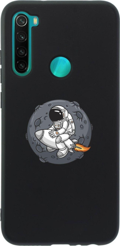 Xiaomi Redmi Note 8 Gezegen Astronot Premium Silikonlu Lansman Siyah Telefon Kılıfı