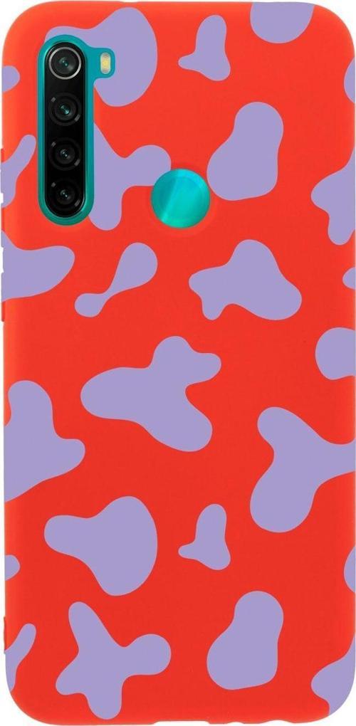 Xiaomi Redmi Note 8 Mor Inek Desenli Premium Silikonlu Lansman Kırmızı Telefon Kılıfı