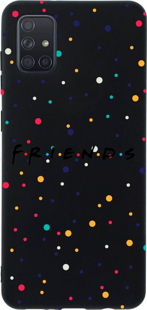 Samsung A71 Friends Desenli Premium Silikonlu Lansman Siyah Telefon Kılıfı