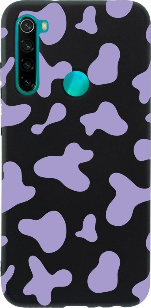 Xiaomi Redmi Note 8 Mor Inek Desenli Premium Silikonlu Lansman Siyah Telefon Kılıfı