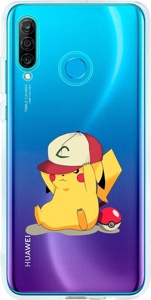 Huawei P30 Lite Uyumlu Pokemon Desenli Premium Şeffaf Silikon Kılıf