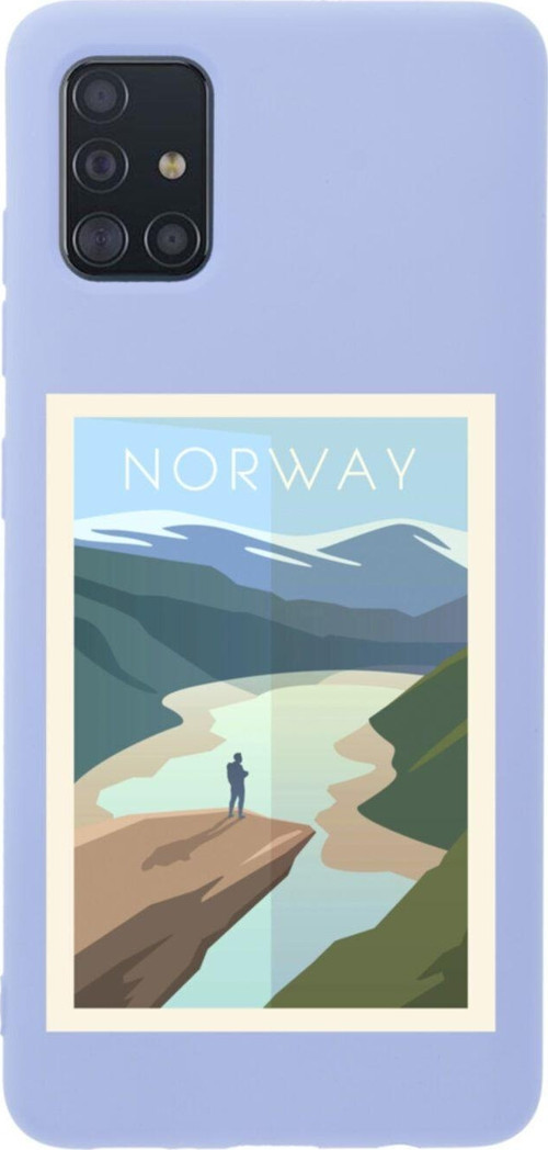 Samsung A51 Norway Premium Silikonlu Lansman Lila Telefon Kılıfı