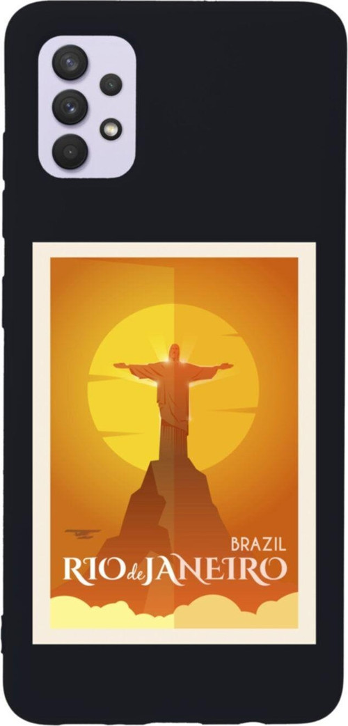 Samsung A32 Brazil Rio Jenario Premium Silikonlu Lansman Siyah Telefon Kılıfı
