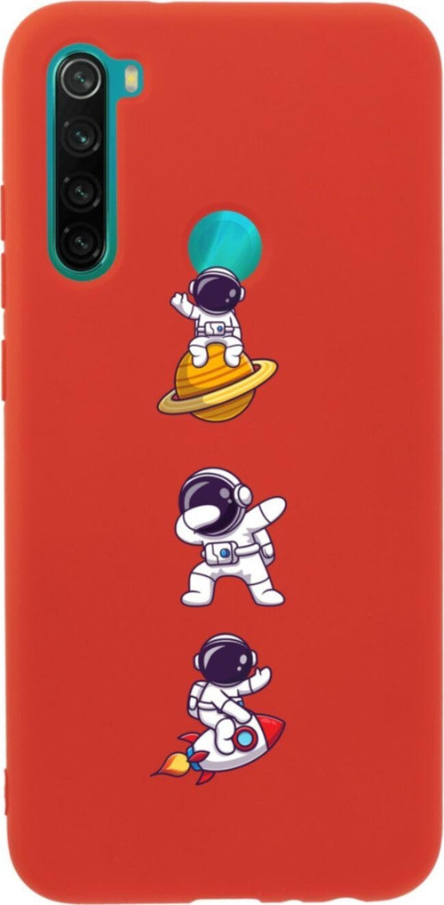 Xiaomi Redmi Note 8 Astronot Çılgın Premium Silikonlu Lansman Kırmızı Telefon Kılıfı