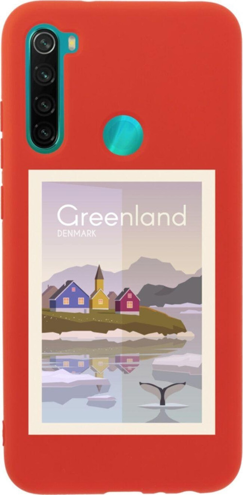 Xiaomi Redmi Note 8 Greenland Denmark Premium Silikonlu Lansman Kırmızı Telefon Kılıfı