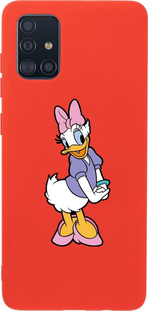 Samsung A51 Daisy Duck Desenli Premium Silikonlu Lansman Kırmızı Telefon Kılıfı