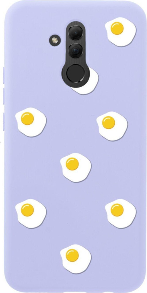 Huawei Mate 20 Lite Egg Stickers Tasarımlı Premium Silikonlu Lansman Lila Telefon Kılıfı