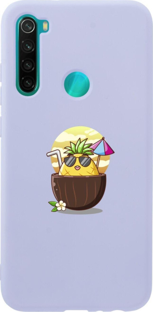 Xiaomi Redmi Note 8 Güneşlenen Ananas Premium Silikonlu Lansman Lila Telefon Kılıfı