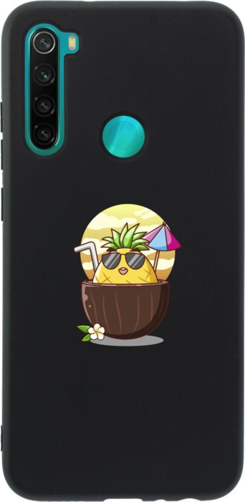 Xiaomi Redmi Note 8 Güneşlenen Ananas Premium Silikonlu Lansman Siyah Telefon Kılıfı