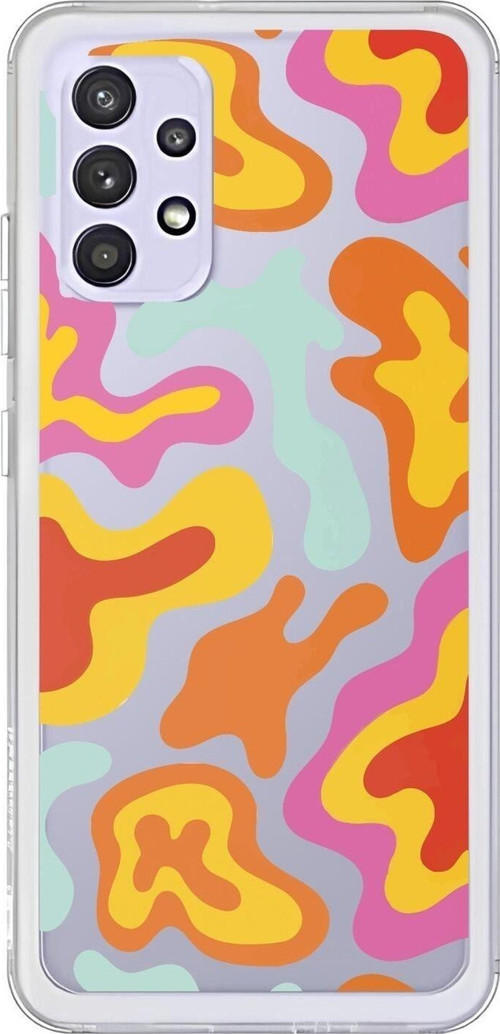 Samsung A32 Uyumlu Colourful Wave Tasarımlı Şeffaf Telefon Kılıfı