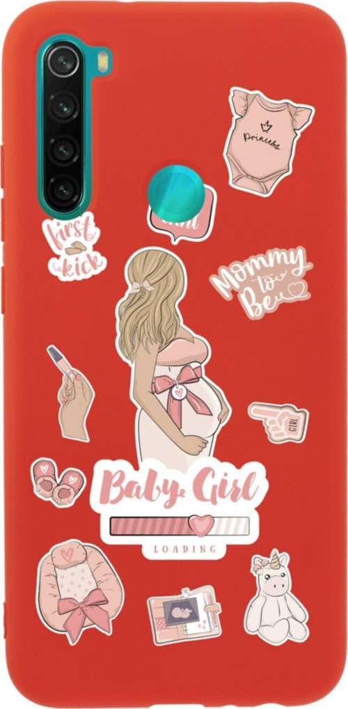 Xiaomi Redmi Note 8 Baby Girl Premium Silikonlu Lansman Kırmızı Telefon Kılıfı