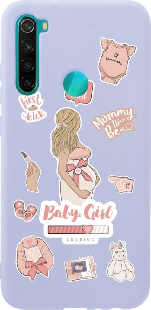 Xiaomi Redmi Note 8 Baby Girl Premium Silikonlu Lansman Lila Telefon Kılıfı