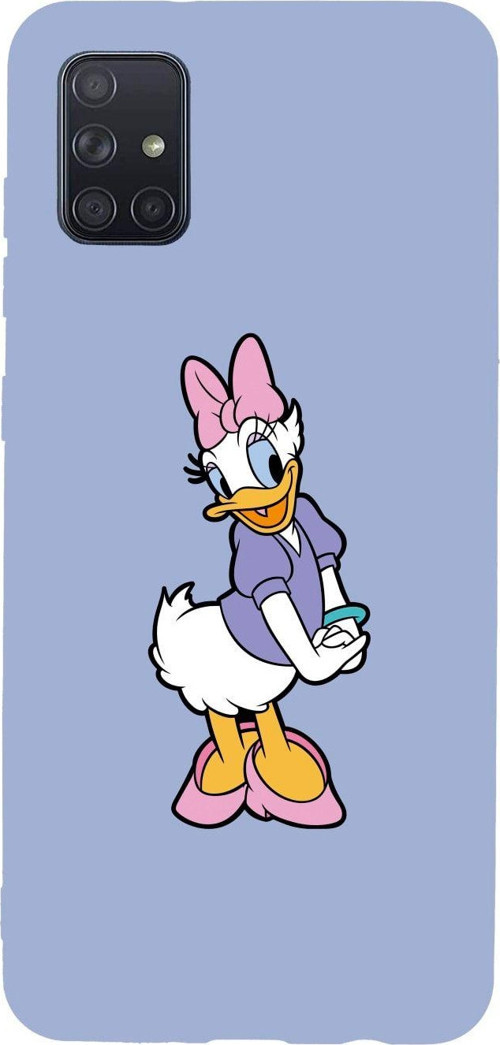 Samsung A71 Daisy Duck Desenli Premium Silikonlu Lansman Lila Telefon Kılıfı