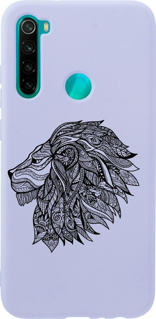 Xiaomi Redmi Note 8 Çizim Aslan Desenli Premium Silikonlu Lansman Lila Telefon Kılıfı